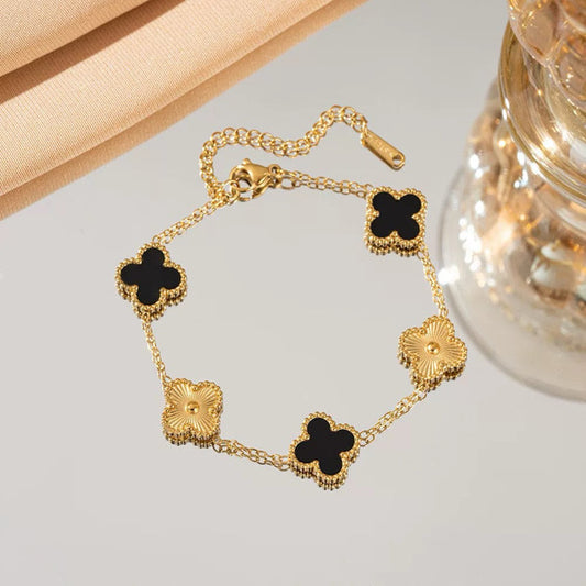 Black & Gold Clover Bracelet