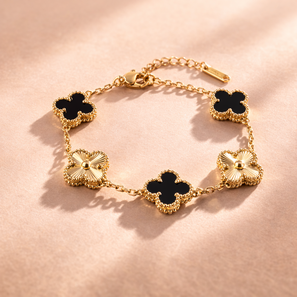 Black & Gold Clover Bracelet