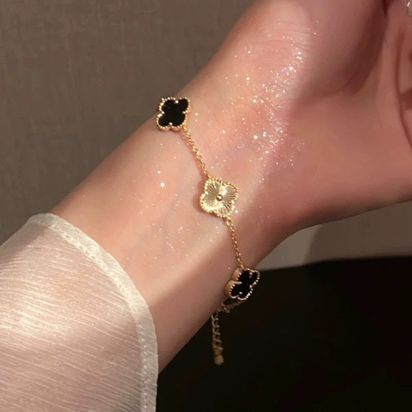 Black & Gold Clover Bracelet